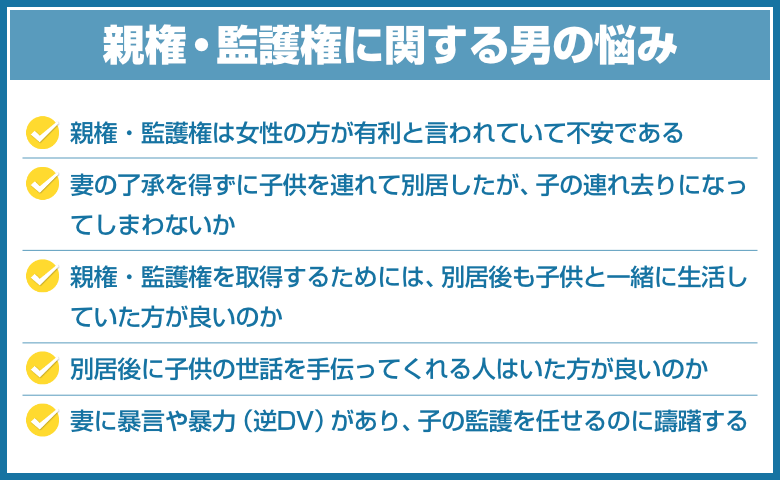 親権・監護権関する男の悩み