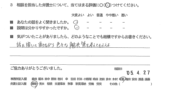 お客様の声（ご相談者の声）口コミ・評判