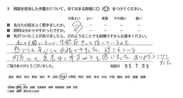 お客様の声（ご相談者の声）評判・口コミ