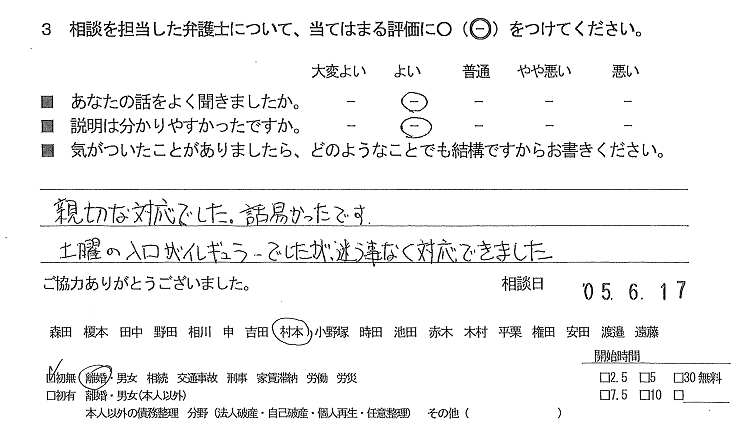 お客様の声（ご相談者の声）評判・口コミ