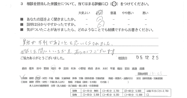 お客様の声（ご相談者の声）評判・口コミ