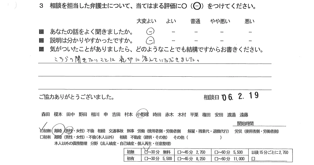 お客様の声（ご相談者の声）評判・口コミ