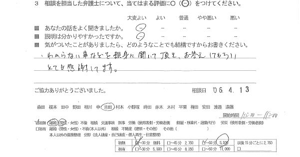 お客様の声（ご相談者の声）評判・口コミ