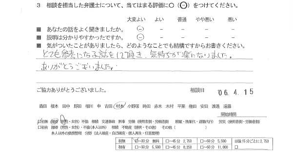 お客様の声（ご相談者の声）評判・口コミ