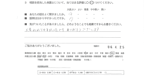 お客様の声（ご相談者の声）評判・口コミ