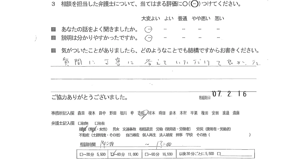 お客様の声（ご相談者の声）評判・口コミ