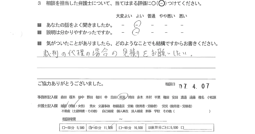 お客様の声（ご相談者の声）評判・口コミ