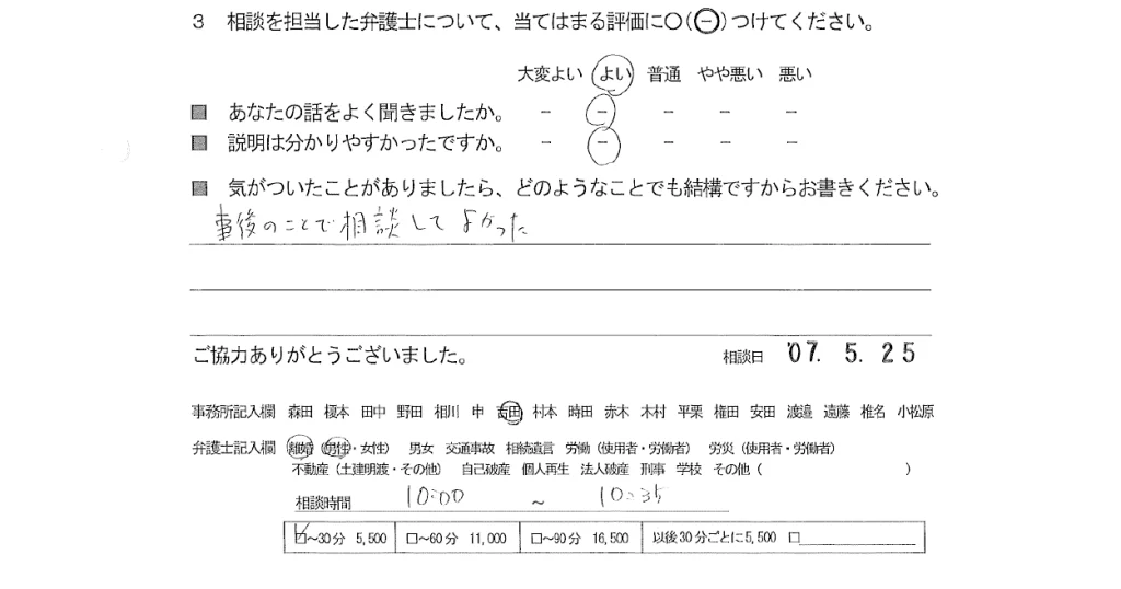 お客様の声（ご相談者の声）評判・口コミ