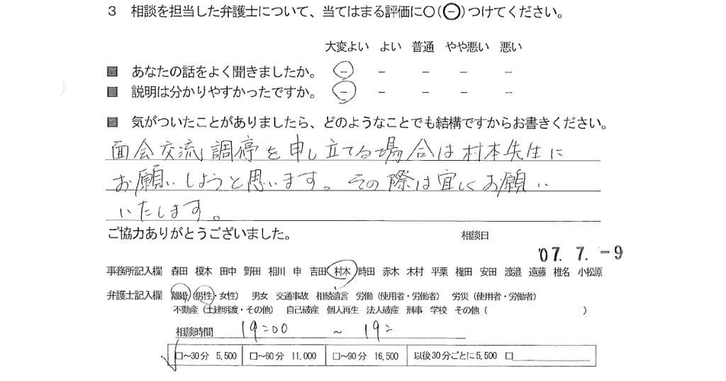 お客様の声（ご相談者の声）評判・口コミ