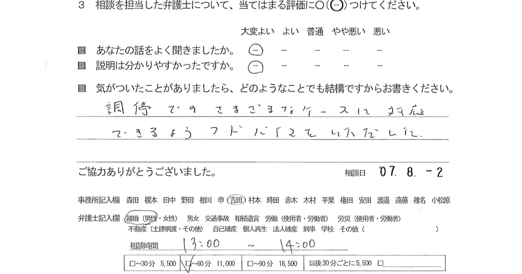 お客様の声（ご相談者の声）評判・口コミ