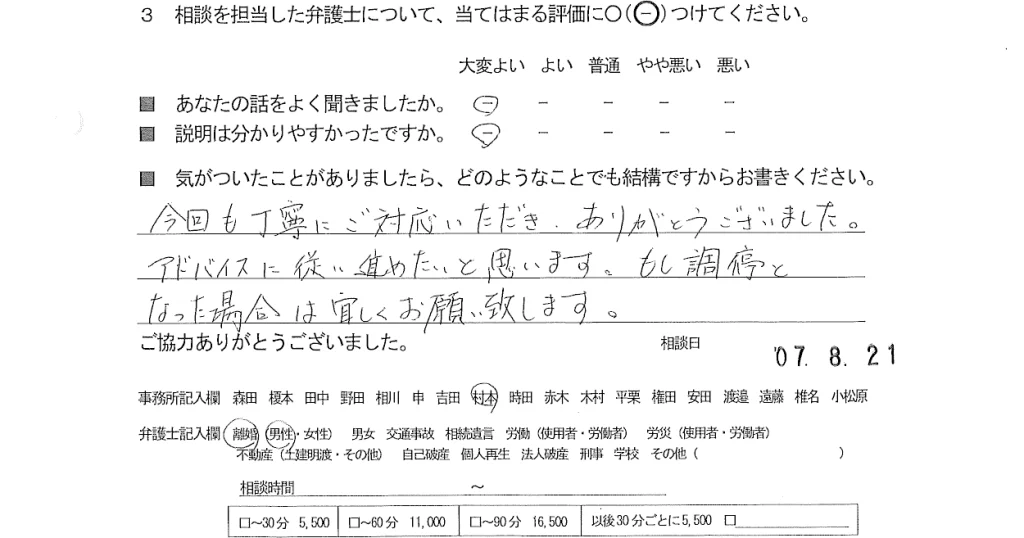お客様の声（ご相談者の声）評判・口コミ