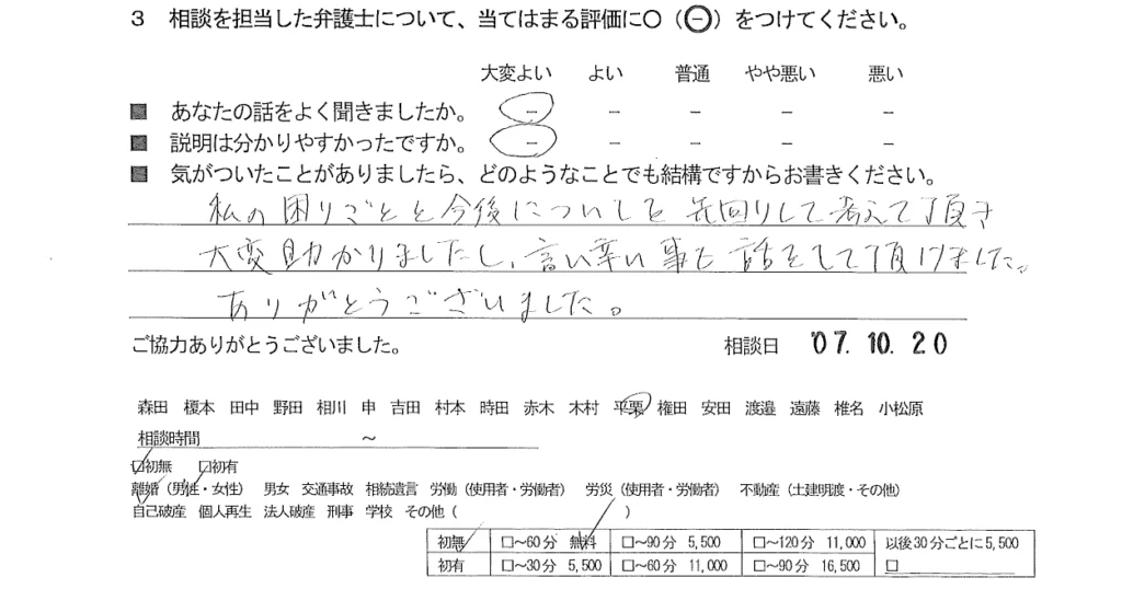 お客様の声（ご相談者の声）評判・口コミ