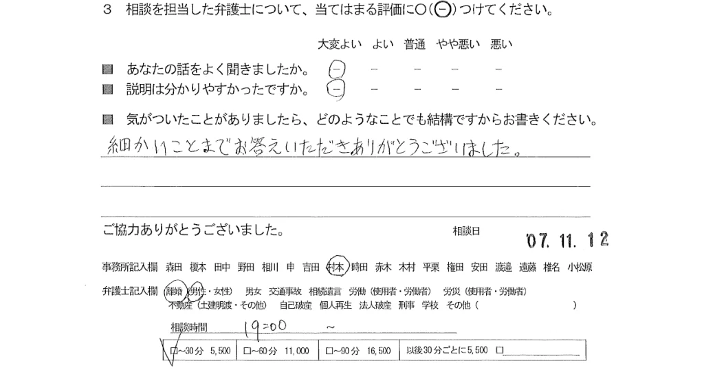 お客様の声（ご相談者の声）評判・口コミ