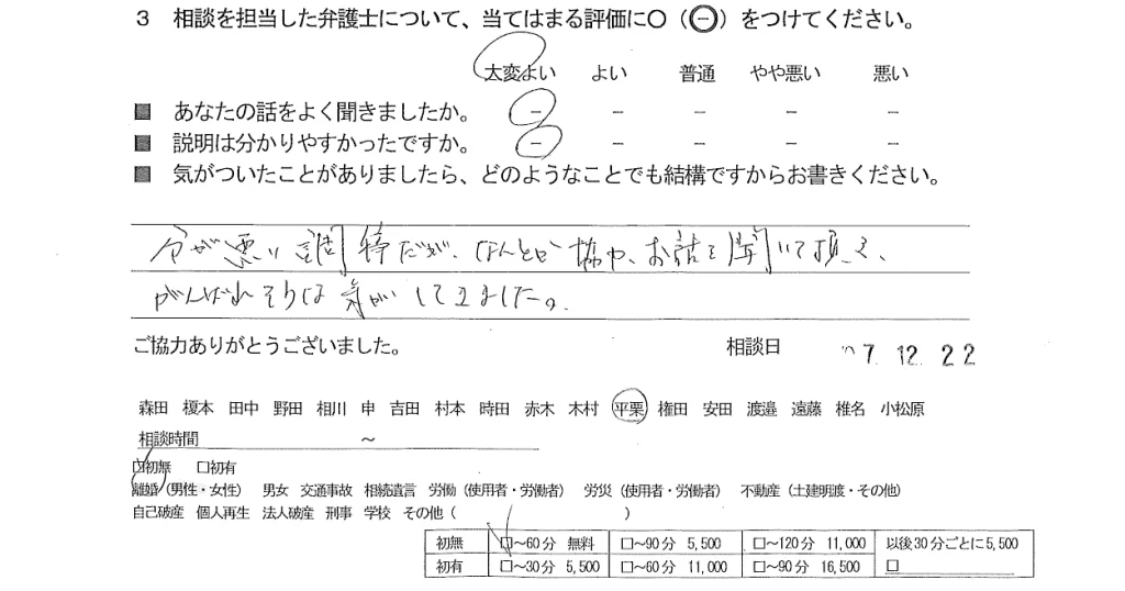 お客様の声（ご相談者の声）評判・口コミ