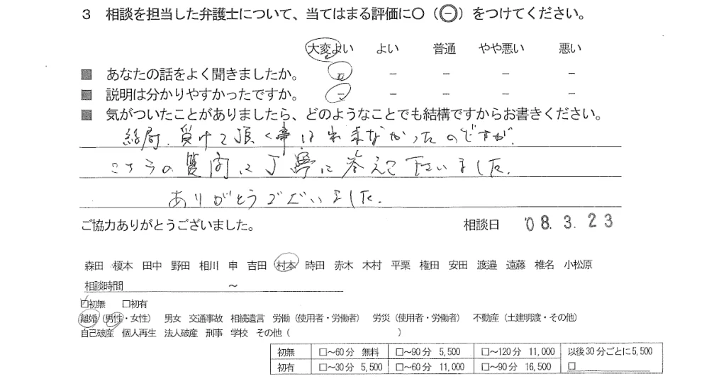 お客様の声（ご相談者の声）評判・口コミ