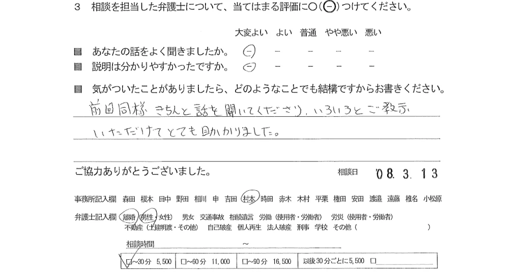 お客様の声（ご相談者の声）評判・口コミ