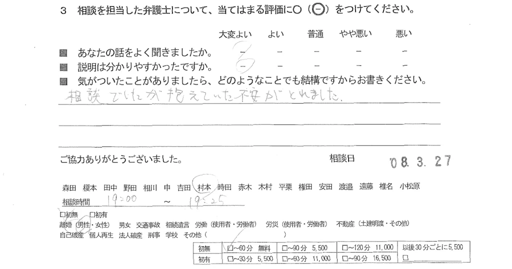 お客様の声（ご相談者の声）評判・口コミ