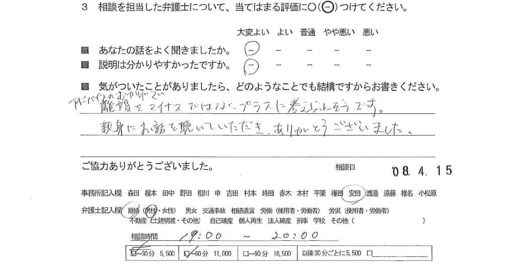 お客様の声（ご相談者の声）評判・口コミ