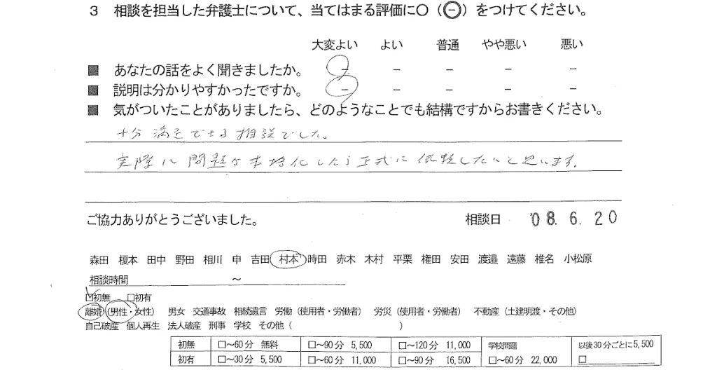 お客様の声（ご相談者の声）評判・口コミ