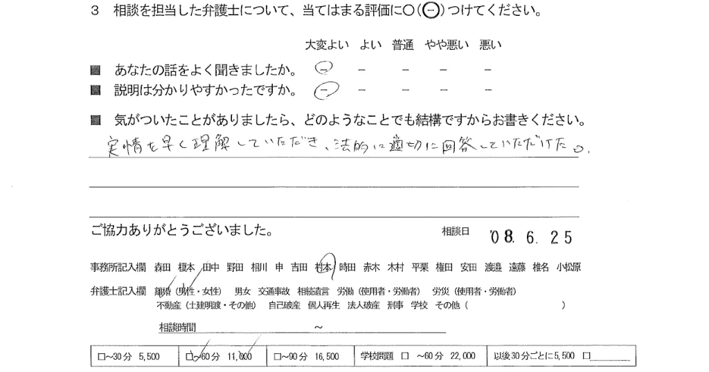 お客様の声（ご相談者の声）評判・口コミ