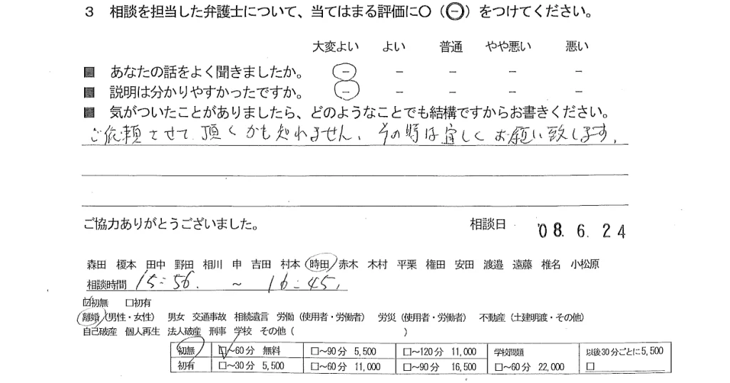 お客様の声（ご相談者の声）評判・口コミ