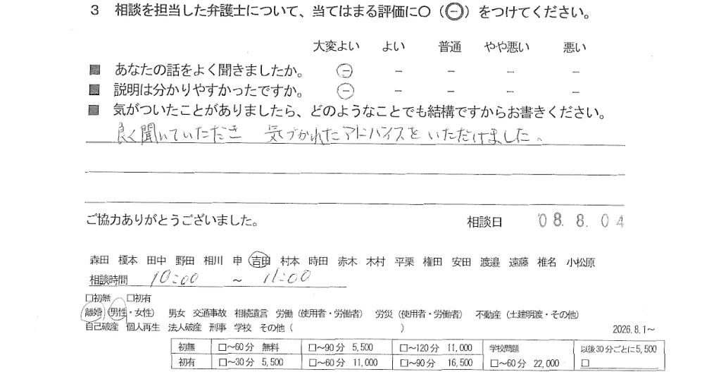 お客様の声（ご相談者の声）評判・口コミ