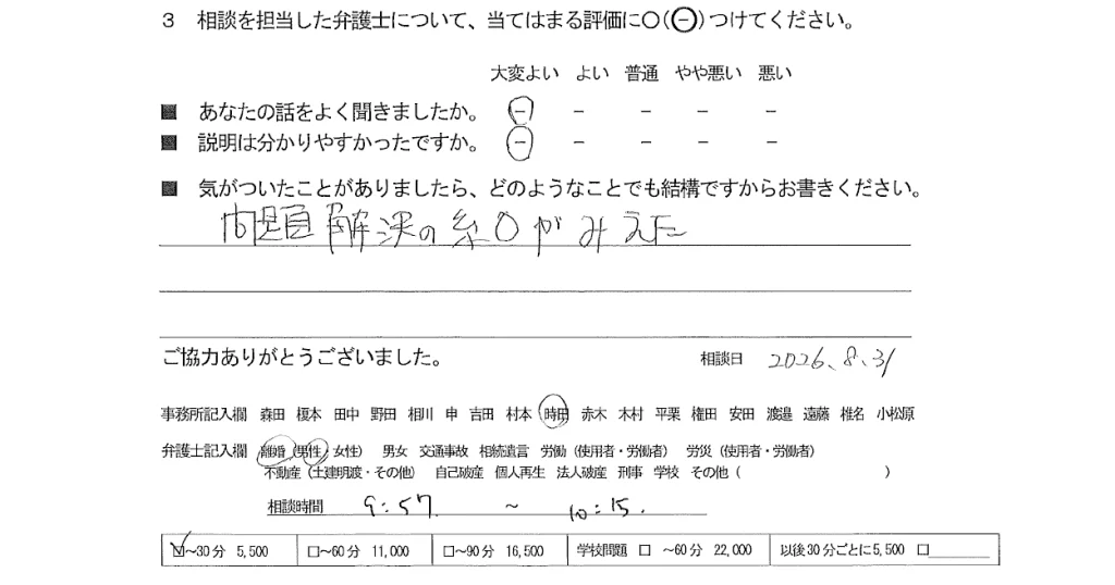 お客様の声（ご相談者の声）評判・口コミ